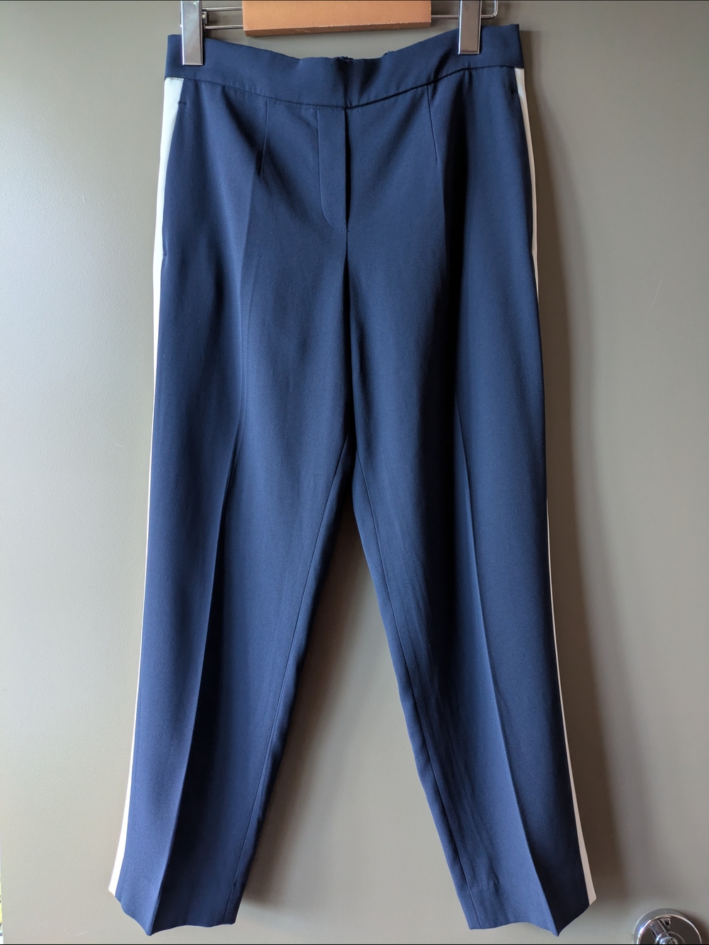 Babaton Conan Terado Tuxedo Side Stripe Pants Navy Cream Size 2 Japanese Crepe